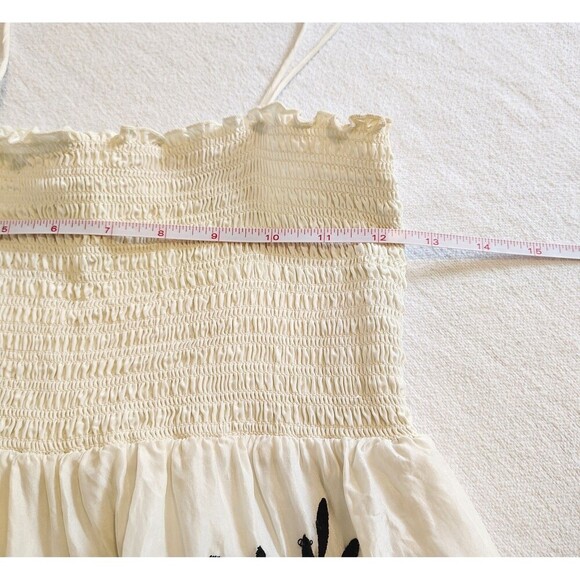 Juicy Couture Silk Embroidered Maxi Dress Smocked Boho Festival Tassel Small - Picture 6 of 9